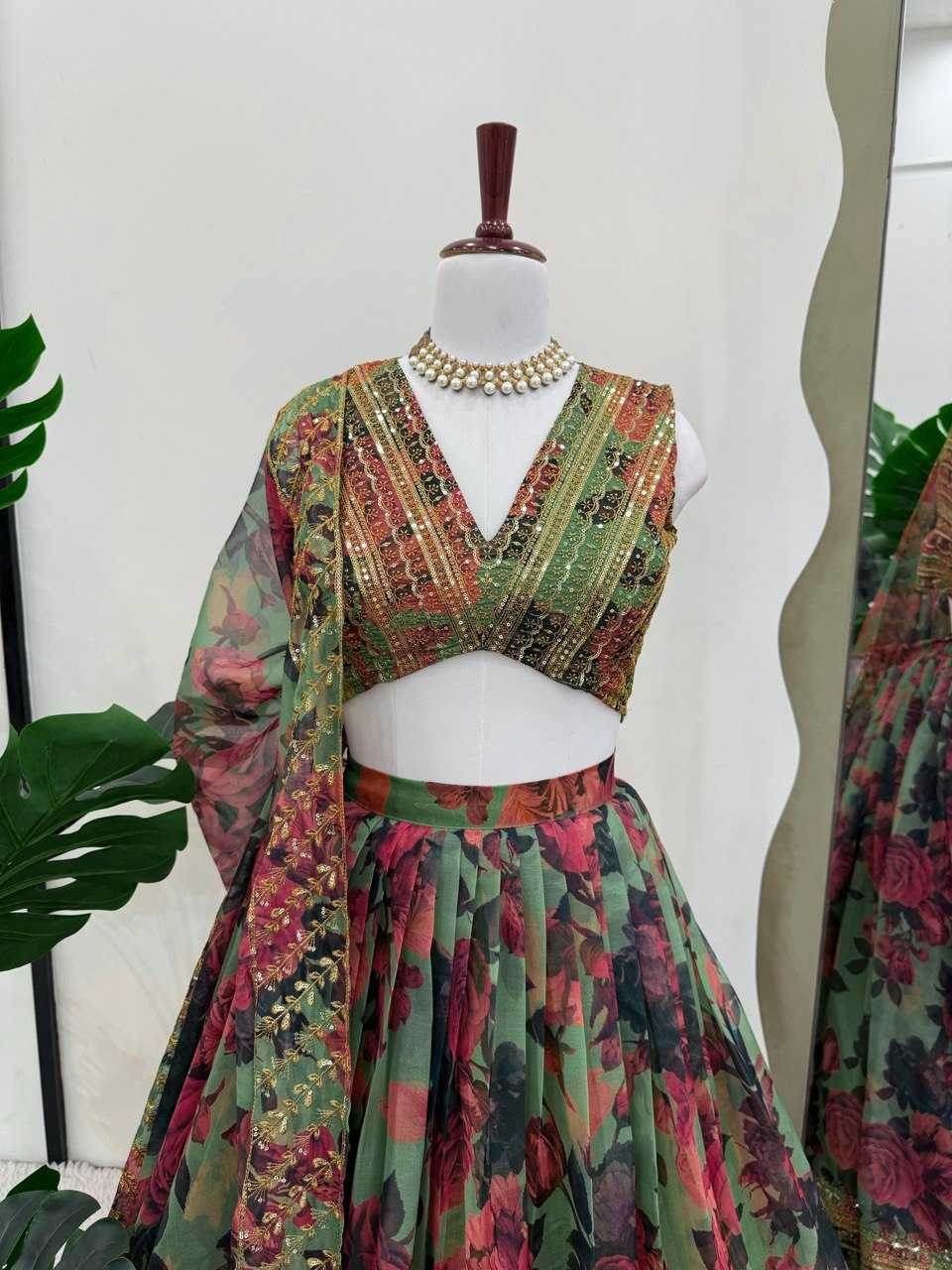 Organza Thread Work Lehenga - MYLUXURY LANE ENTERPRISE